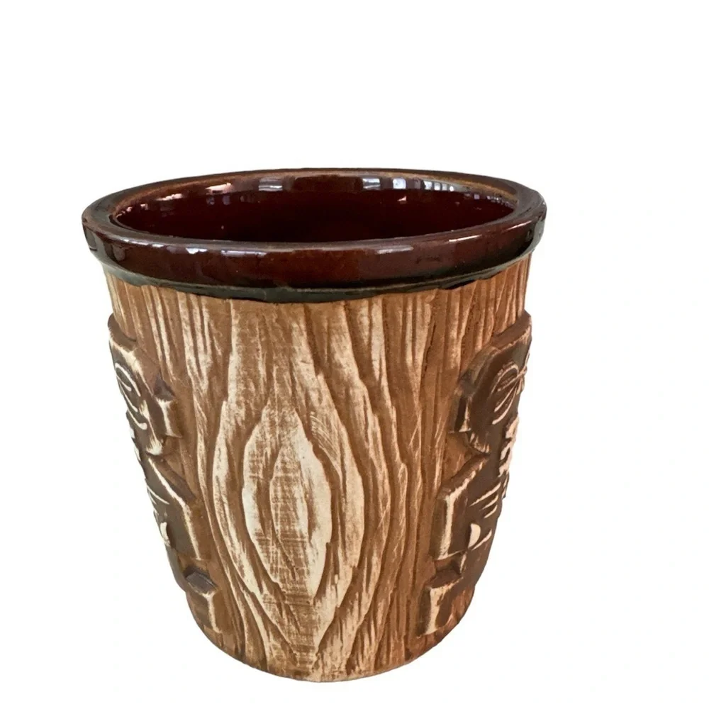 Harvey's Lake Tahoe Vintage 1960’s Ceramic Tan Brown Mai Tai Bucket Tiki Mug Cup